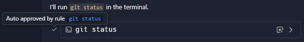 Screenshot of hovering a tool's tick icon will reveal why it was auto approved